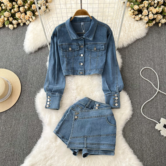 Women’s Denim Jacket & Skort Two-Piece Set