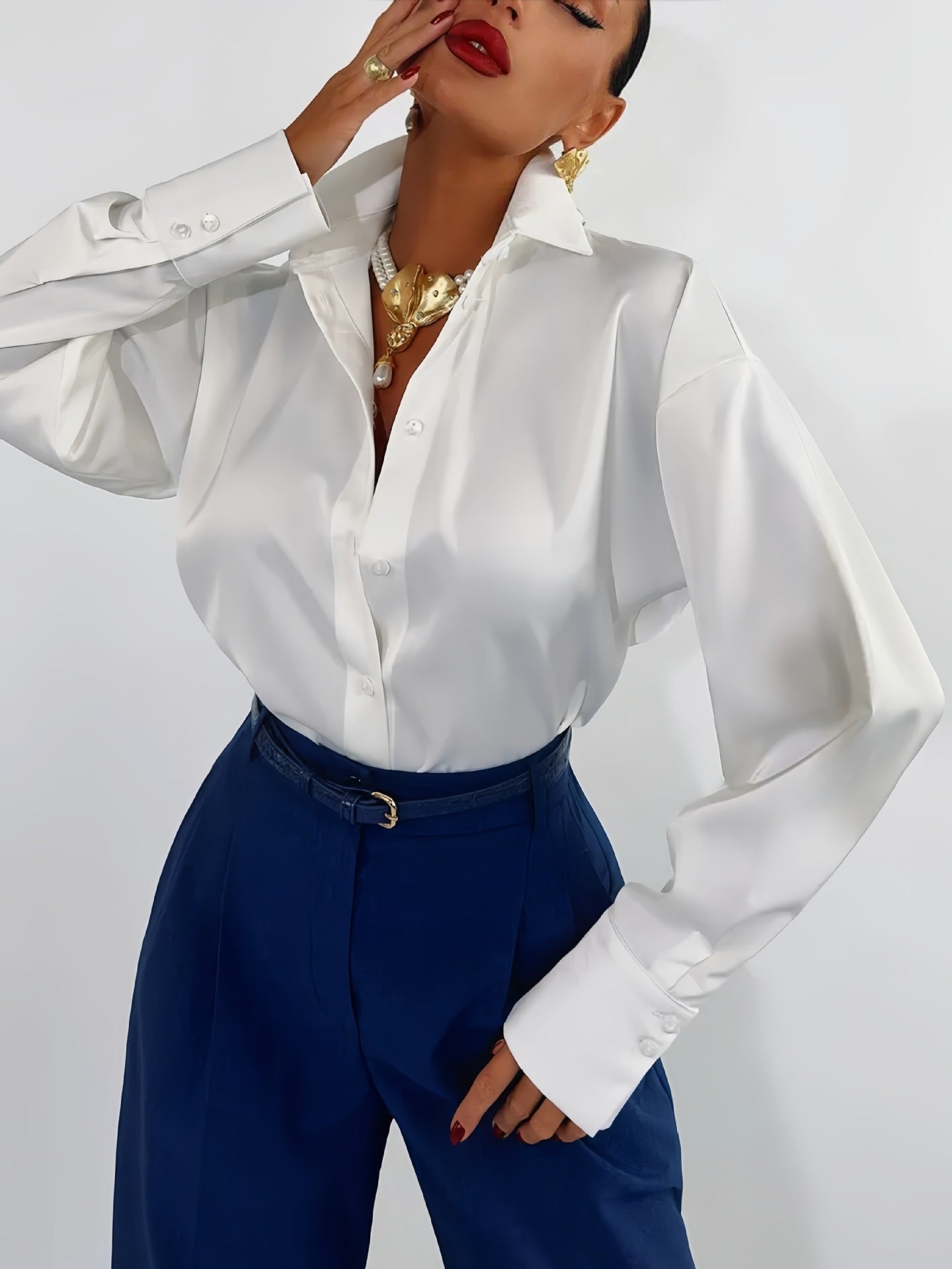 Women’s Satin Elegant Long Sleeve Shirt