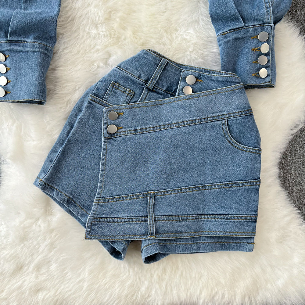 Women’s Denim Jacket & Skort Two-Piece Set