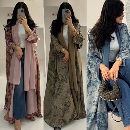 Women’s Chiffon Print Two-Piece Set with Headscarf