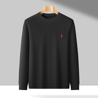 Men’s Cable Knit Embroidered Sweater