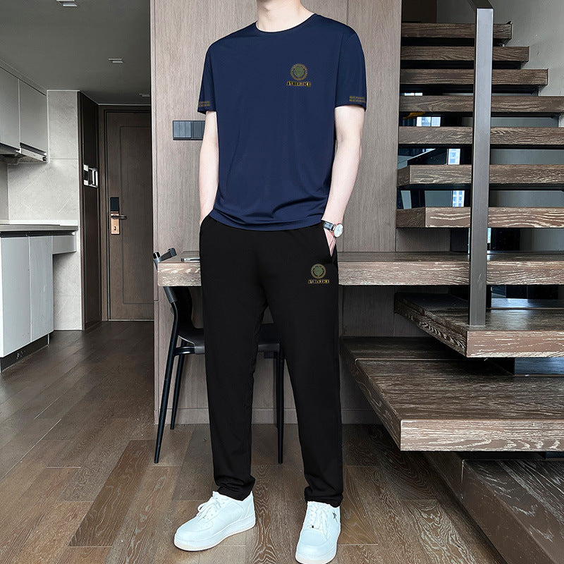Men’s Ice Silk Short Sleeve Sports Set