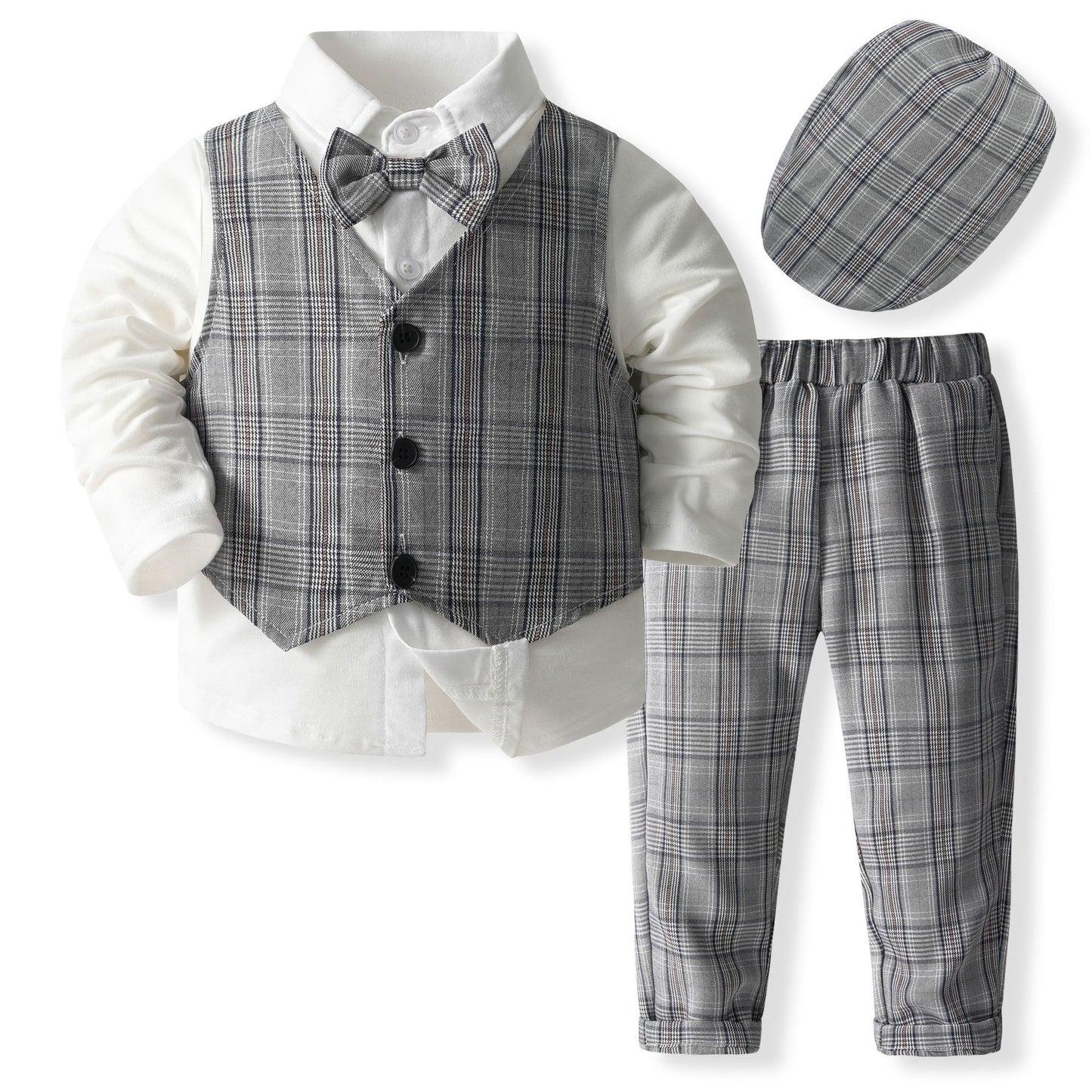 Boys’ Spring & Autumn Shirt Vest Pants Set