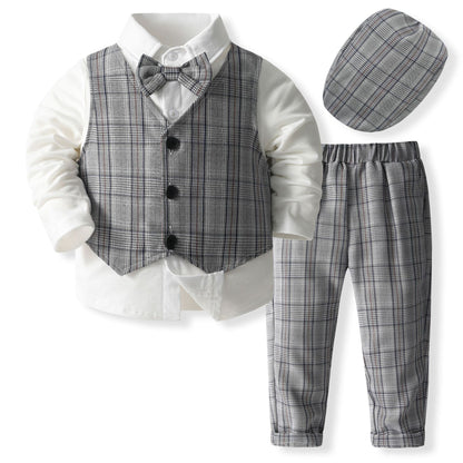 Boys’ Spring & Autumn Shirt Vest Pants Set