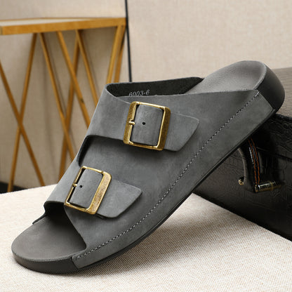 Men’s Genuine Leather Summer Slippers