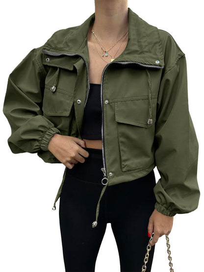 Women’s Cropped Zip-Up Trench Jacket
