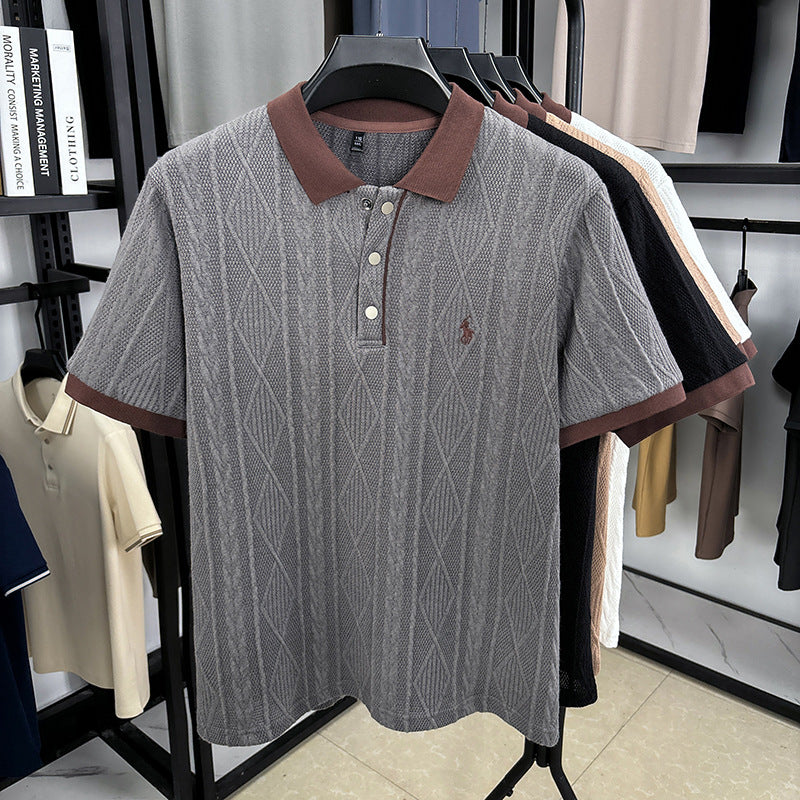 Men’s Jacquard Embroidered Knitted Polo Shirt