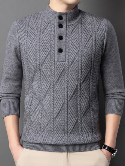 Men’s Jacquard Stand Collar Knit Sweater