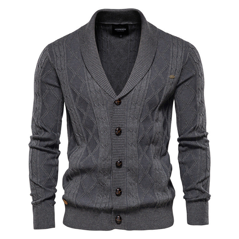 Men’s Casual Color-Block Knit Sweater Jacket