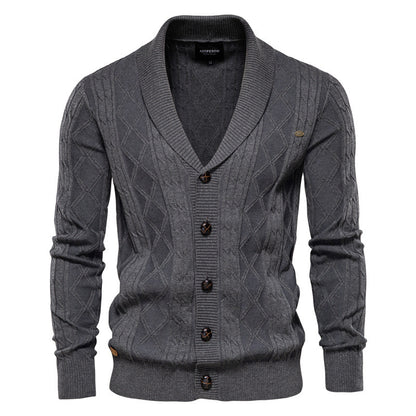 Men’s Casual Color-Block Knit Sweater Jacket
