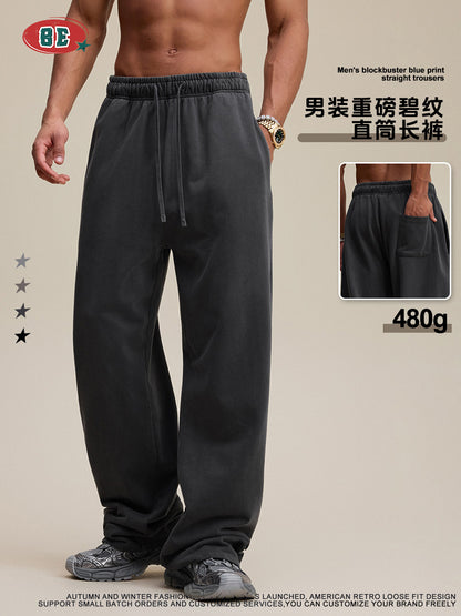 Men’s Heavyweight Cotton Straight-Leg Casual Pants