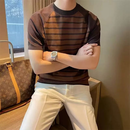 Men’s Color-Block Striped Knit T-Shirt
