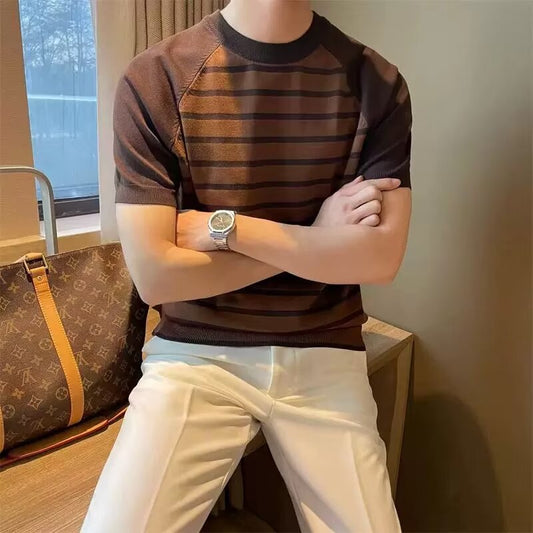 Men’s Color-Block Striped Knit T-Shirt