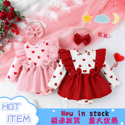 Toddler Valentine’s Printed Suspender Jumpsuit Set