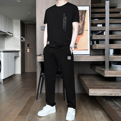 Men’s Ice Silk Short Sleeve & Shorts Sports Set