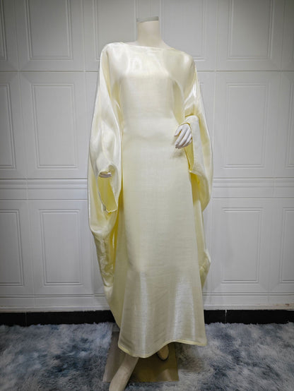 Women’s Satin Waist Tie Modest Dress