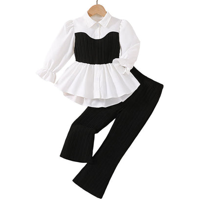 Girls’ Chanel Style Vest & Lace Two-Piece Set