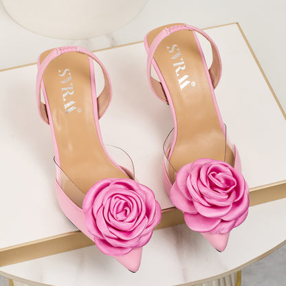 Women’s Floral Pointed-Toe Stiletto Back-Strap Sandals