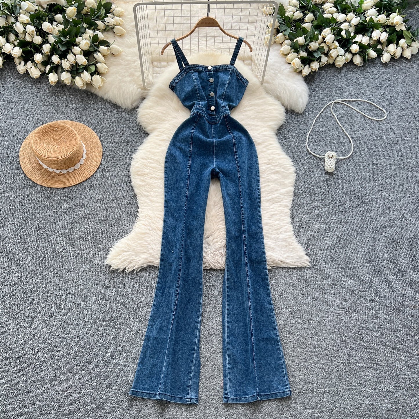 Women’s Retro Denim Overall Jumpsuit
