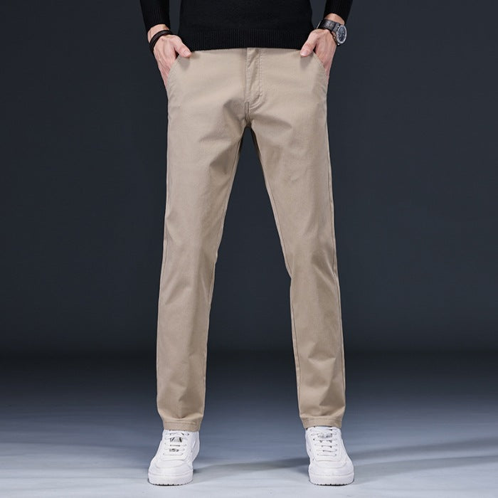 Men’s Light Luxury Cotton Loose Straight-Leg Pants