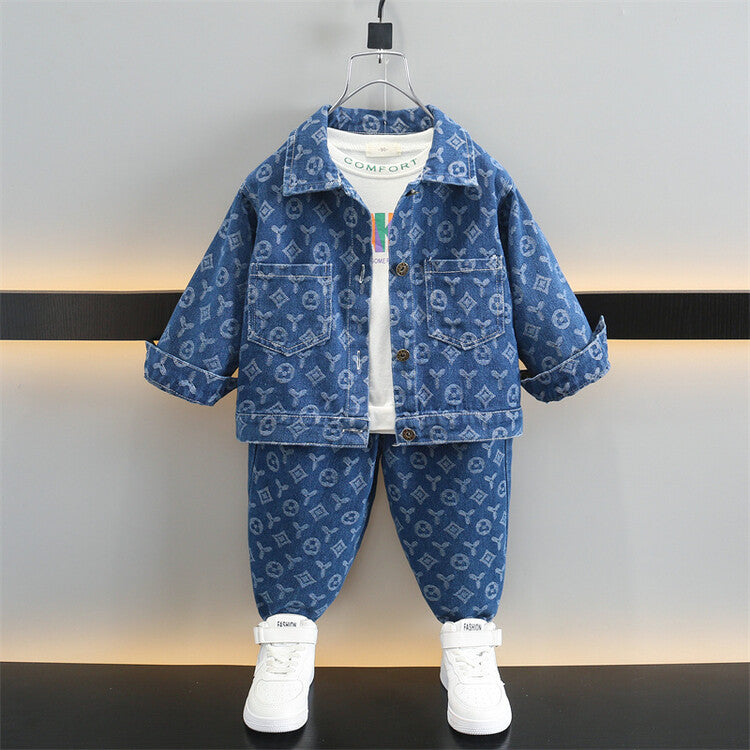 Boys’ Denim Jacquard Two-Piece Set