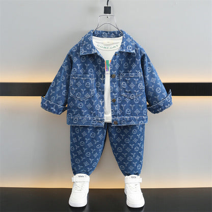 Boys’ Denim Jacquard Two-Piece Set