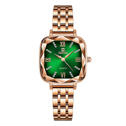 Women’s Square Dial Steel Band Quartz Watch