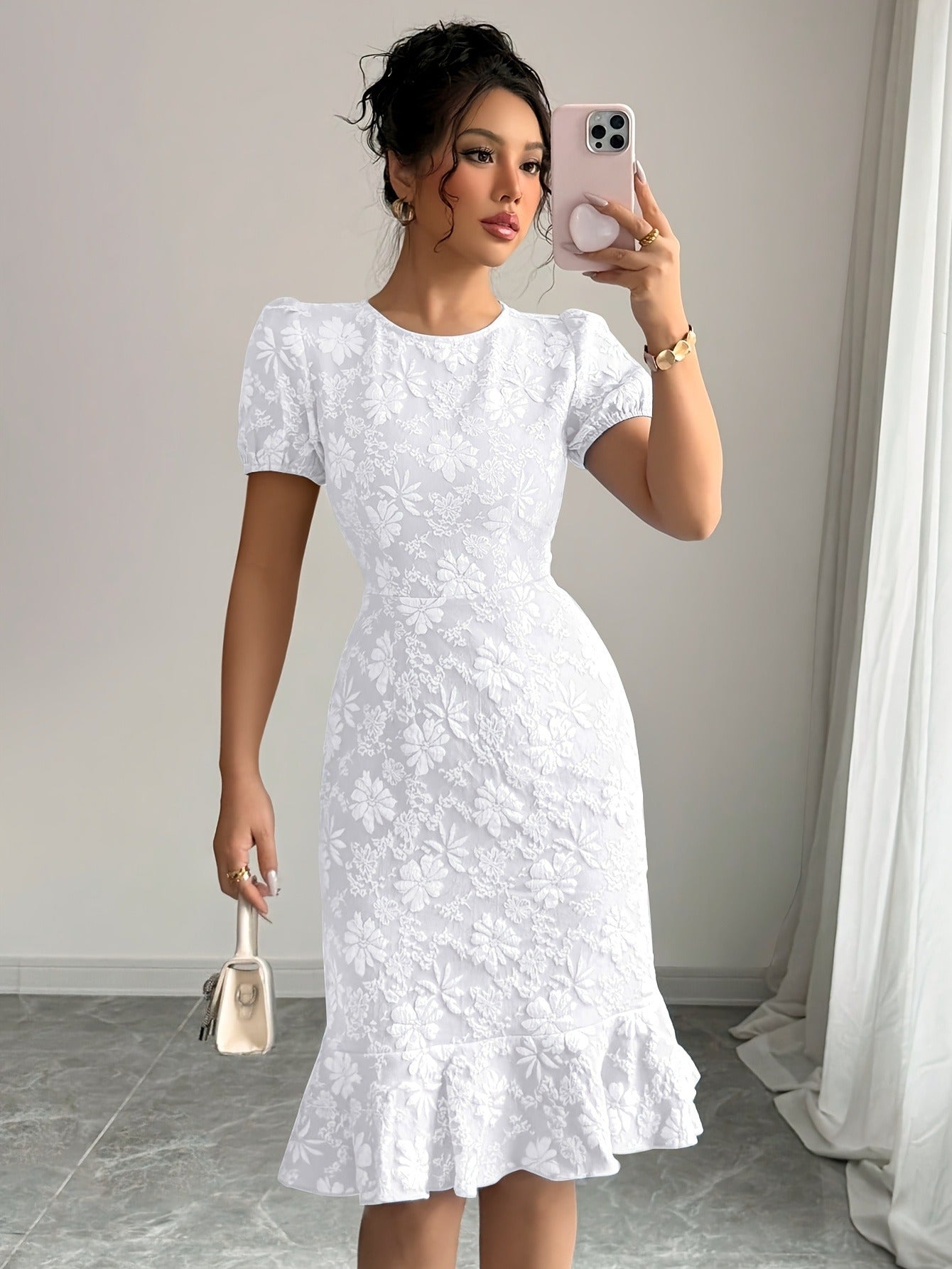 Elegant Jacquard Bodycon Maxi Dress