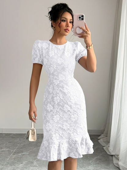 Elegant Jacquard Bodycon Maxi Dress