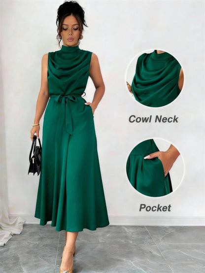 Women’s Sleeveless Belted Strap Dress