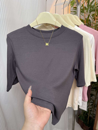 Women’s Stretch Cotton Half High-Neck Mid Sleeve Base Shirt