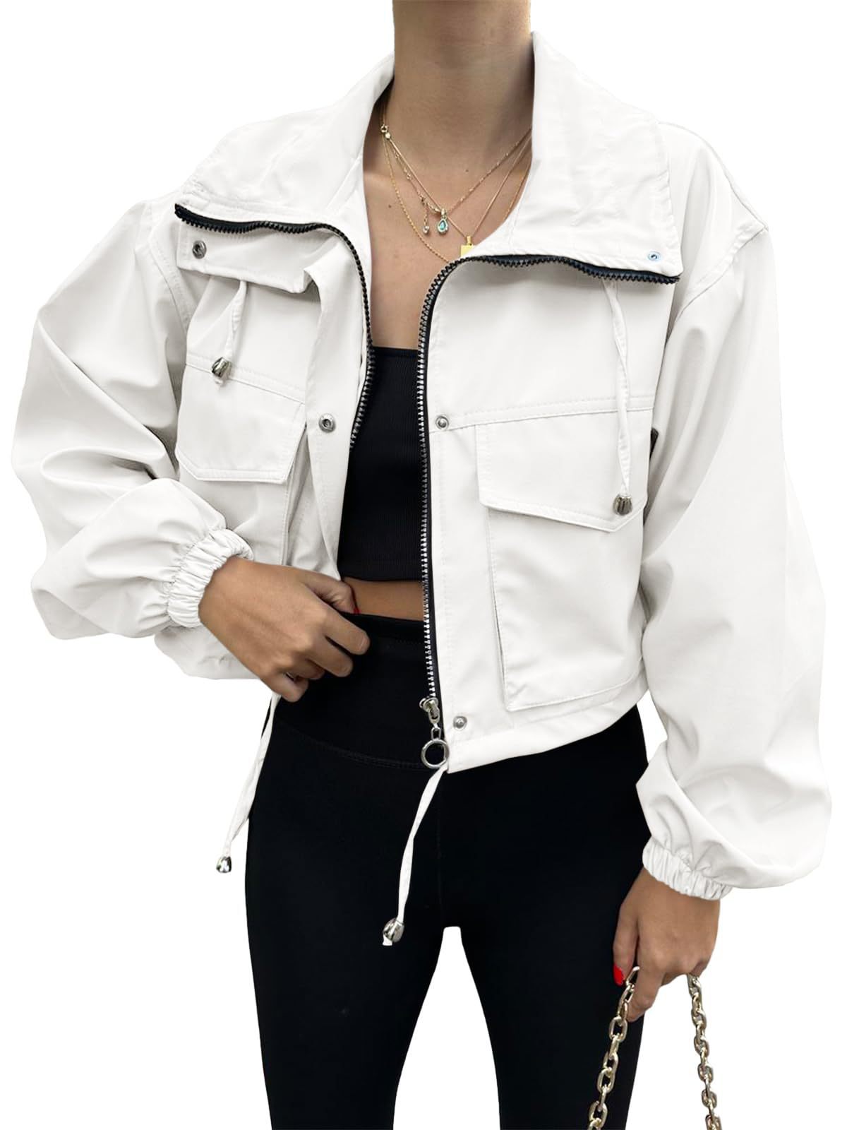 Women’s Cropped Zip-Up Trench Jacket