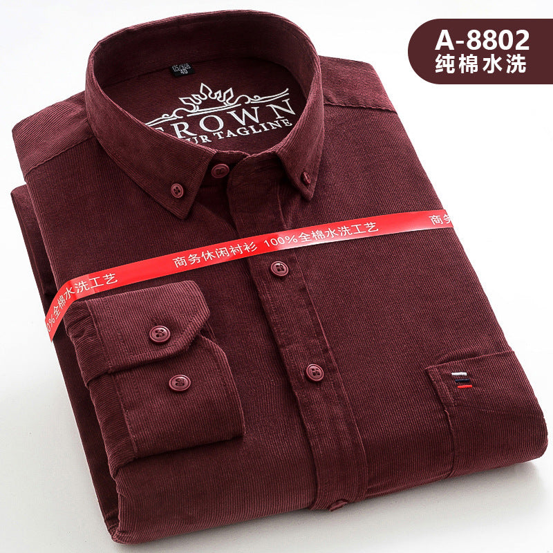 Men’s 100% Cotton Corduroy Long Sleeve Shirt