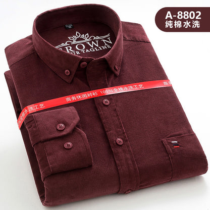 Men’s 100% Cotton Corduroy Long Sleeve Shirt