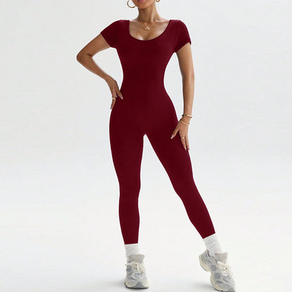 Women’s Short-Sleeve Sculpting Yoga Jumpsuit