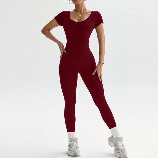 Women’s Short-Sleeve Sculpting Yoga Jumpsuit