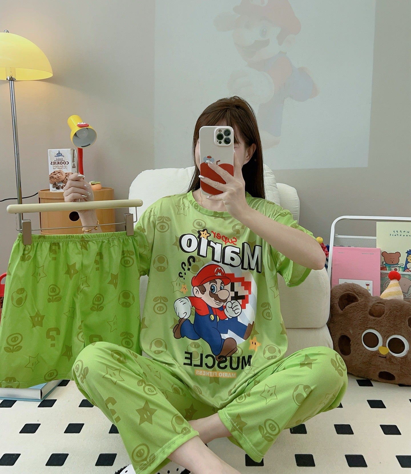 Women’s Double-Sided Milk Silk Cartoon Pajama Set (3-Piece)