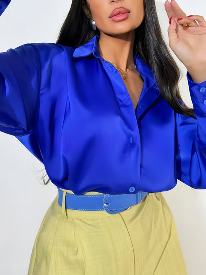 Women’s Satin Elegant Long Sleeve Shirt