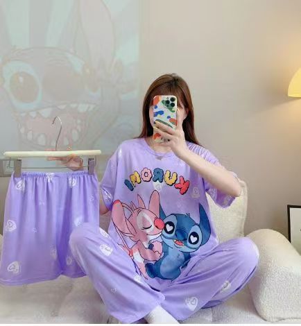 Women’s Double-Sided Milk Silk Cartoon Pajama Set (3-Piece)