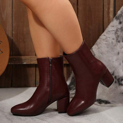 Women’s Plus Size Square-Toe High Heel Ankle Boots