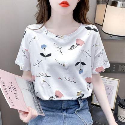 Women’s Floral Loose-Fit Short Sleeve T-Shirt