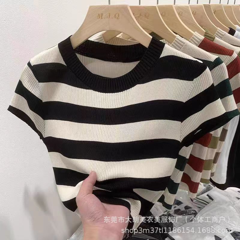 Women’s Ice Silk Striped Knit Top