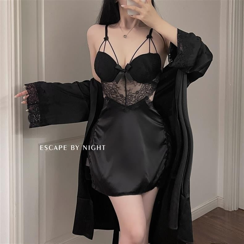 Women’s Lace Deep V Backless Cami Pajama Set