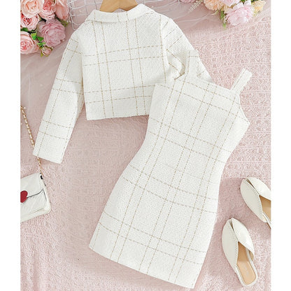 Girls’ French Style Plaid Camisole Two-Piece Set