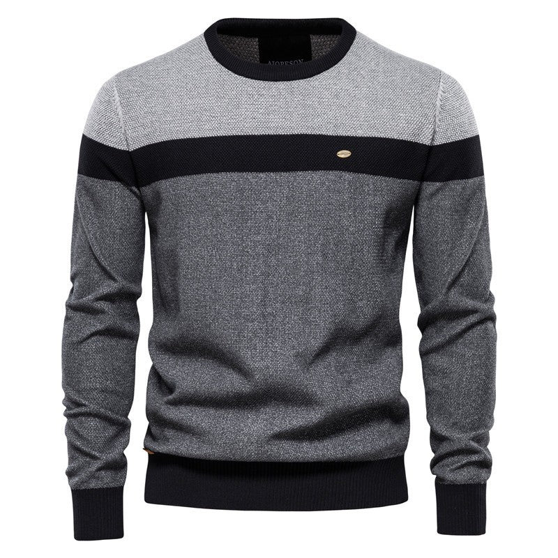 Men’s Striped Patchwork Knit Sweater