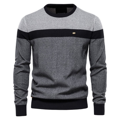 Men’s Striped Patchwork Knit Sweater