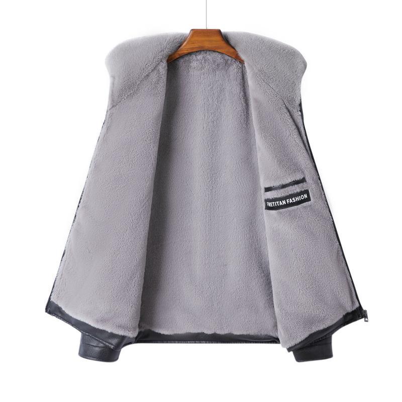 Men’s Fur-Lined Leather Casual Jacket