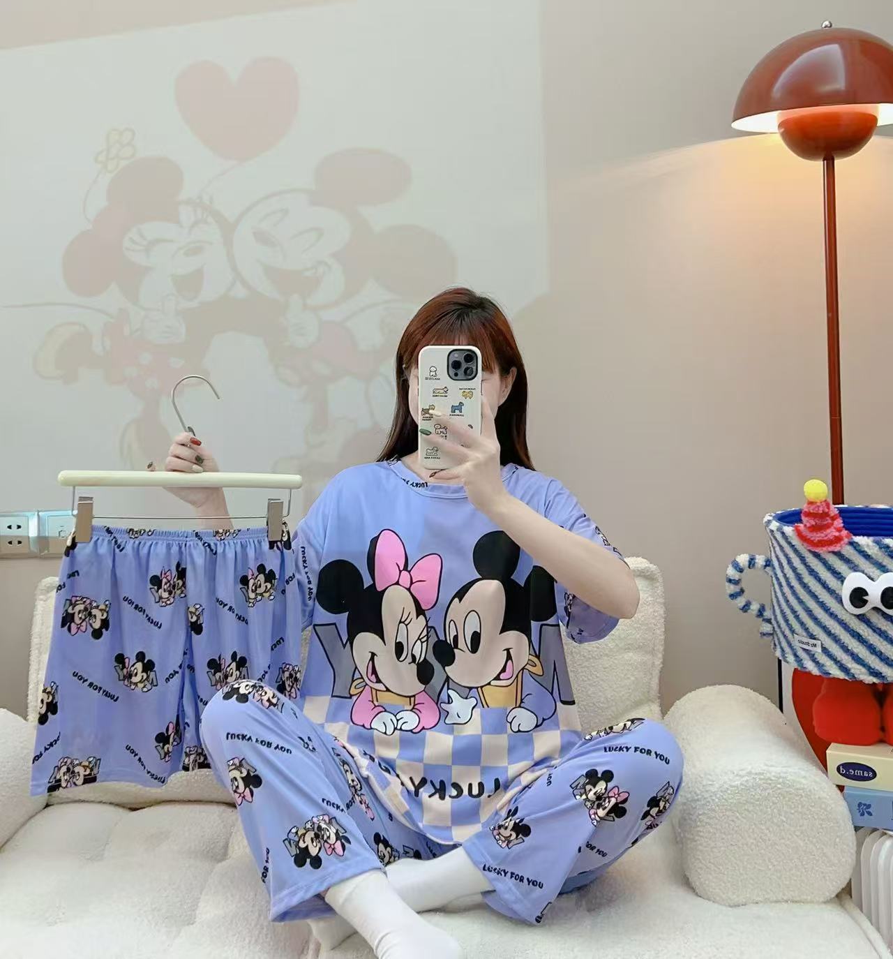 Women’s Double-Sided Milk Silk Cartoon Pajama Set (3-Piece)