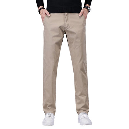 Men’s Light Luxury Cotton Loose Straight-Leg Pants