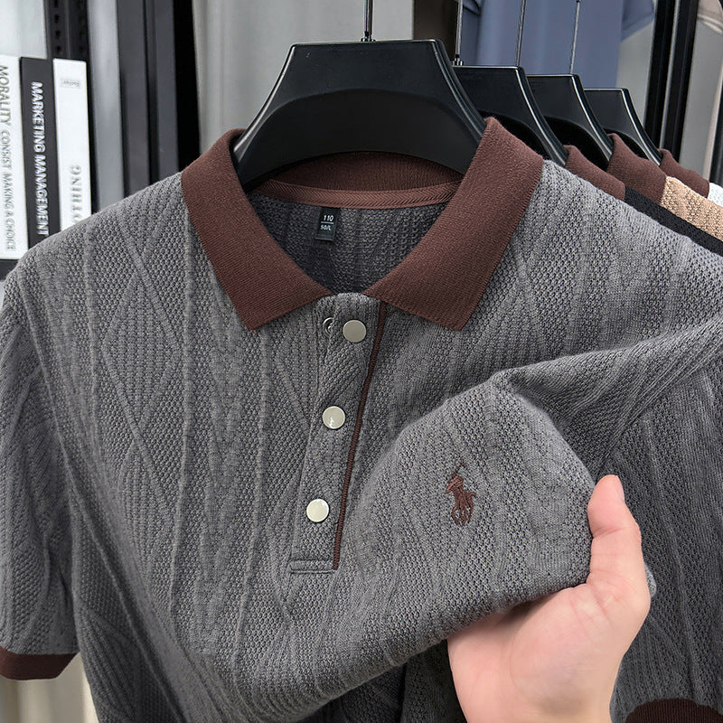 Men’s Jacquard Embroidered Knitted Polo Shirt